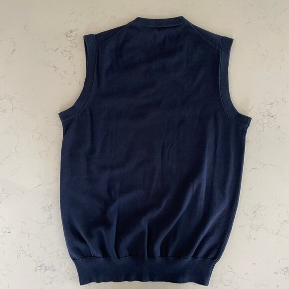 Chaps Sporty Preppy V Neck Knit 100% Cotton Sweater Vest Newport Blue Sz S NWT - Picture 13 of 15